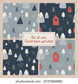 Skandinavische Winterlandschaft Hygge Muster für Druck, zum Verpacken von Papier