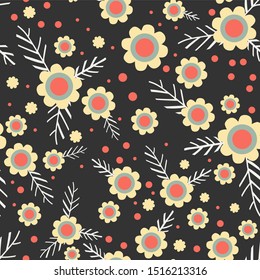 scandinavian winter pattern in nordic folklore style  with  flowers, leaf and snowflakes.  Great for stylish Christmas/ floral seamless pattern