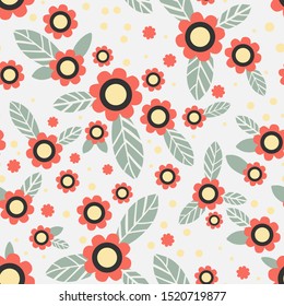 scandinavian winter pattern in nordic folklore style  with  flowers, leaf and snowflakes.  Great for stylish Christmas/ floral seamless pattern