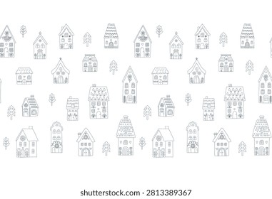 Scandinavian winter village seamless