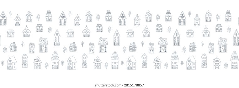 Scandinavian winter village seamless
