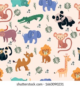 Scandinavian-style baby pattern with wild animals