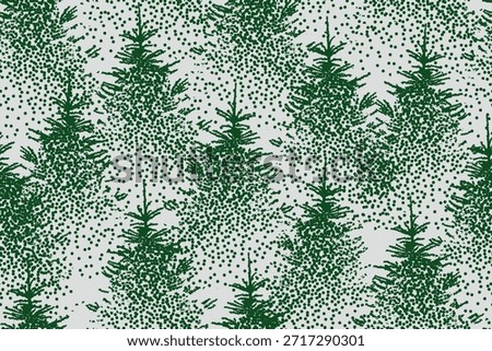 Scandinavian-style Christmas tree texture, seamless dotted holiday wallpaper. Vector