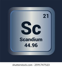 Scandium Se icon. Number Twenty One. Mass 44.96 detail. Vector Background.