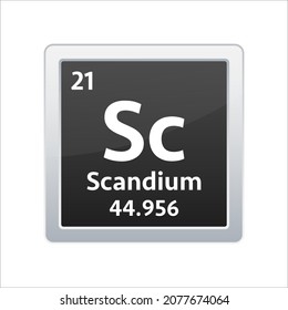 Scandium symbol. Chemical element of the periodic table. Vector stock illustration.