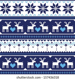 Scandynavian knitted seamless pattern with deer 