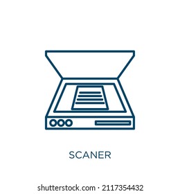 scaner icon. Thin linear scaner outline icon isolated on white background. Line vector scaner sign, symbol for web and mobile