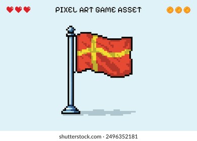 Scania Flagge Pixel Kunst Retro-Videospiel 2d Asset Illustration isoliert vektoriell skandinavischen Land Wikinger Nation Euro