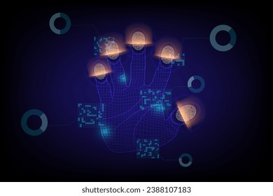 el análisis de huellas dactilares y manuales proporciona acceso a la seguridad de la biometría de verificación de identidad. tecnología digital