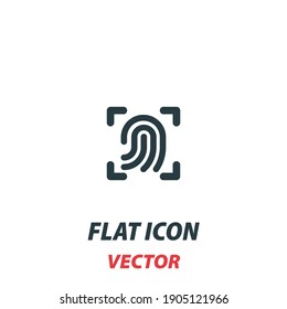 Scanned finger icon in a flat style. Vector illustration pictogram on white background. Isolated symbol suitable for mobile concept, web apps, infographics, interface and apps design.