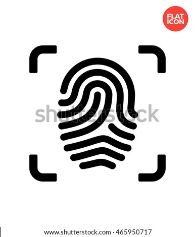Scanned finger Icon Flat Style Isolated Vector Illustration