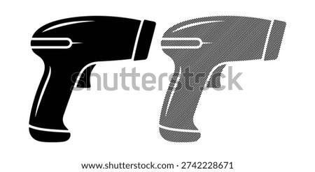 Scanner, barcode reader icons, graphic design, black and white
