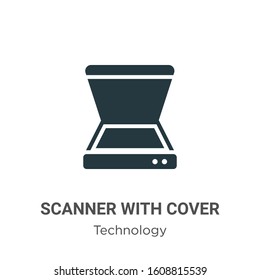Scanner with cover glyph icon vector on white background. Flat vector scanner with cover icon symbol sign from modern technology collection for mobile concept and web apps design.
