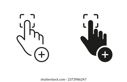 Scanner für Human Finger Print Identification. Scannen Sie Fingerabdruck-Passwort auf Access Line und Silhouette Icon Set. Tippen Sie in der Symbolsammlung für Smartphones auf ID-Technologie. Einzelne Vektorgrafik.