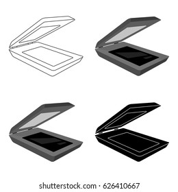 Scanner icon in cartoon style isolated on white background. Personal computer accessories symbol stock vector illustration.