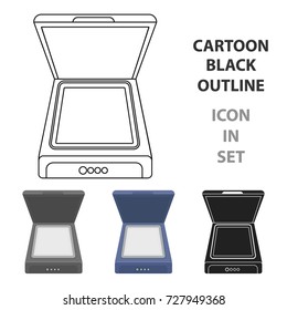 Scanner icon in cartoon style isolated on white background. Typography symbol stock vector illustration.