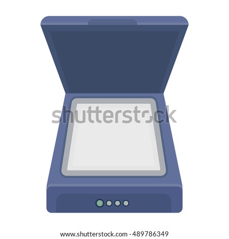 Scanner icon in cartoon style isolated on white background. Typography symbol stock vector illustration.