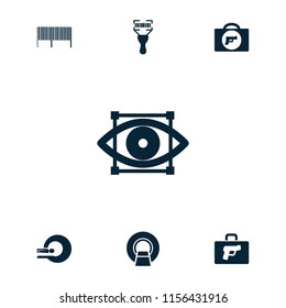 Scanner icon. collection of 7 scanner filled icons such as briefcase with weapon, mri, bar code. editable scanner icons for web and mobile.