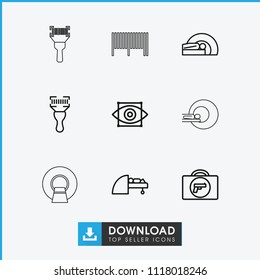 Scanner icon. collection of 9 scanner outline icons such as briefcase with weapon, mri, eye scan. editable scanner icons for web and mobile.