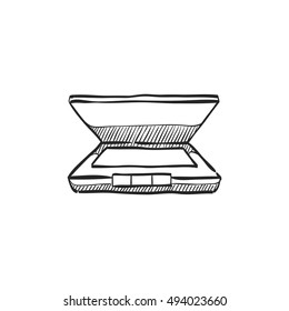 Scanner icon in flat style color. Electronic business document copy duplicate