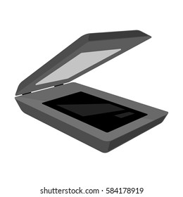 Scanner icon in monochrome style isolated on white background. Personal computer accessories symbol stock vector illustration.