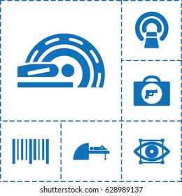 Scanner icon. set of 6 scanner filled icons such as briefcase with weapon, MRI, bar code