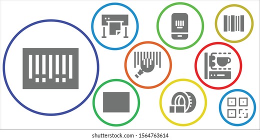 scanner icon set. 9 filled scanner icons.  Collection Of - Barcode, Plotter, Tomography, 3d printing scanner, QR icons