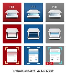 Scanner icon set. digital scanner. text scanning. Icon for mobile application. Vector illustration.