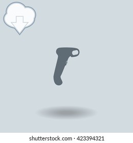 Scanner icon with shadow. Cloud of download with arrow.