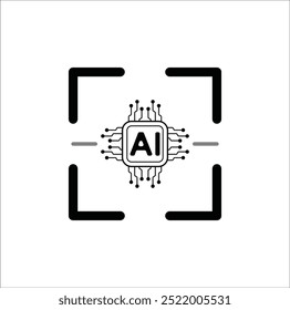 scanner icon vector with AI or Artificial intelligence chip icon with circuit vector illustration design. Eps 10