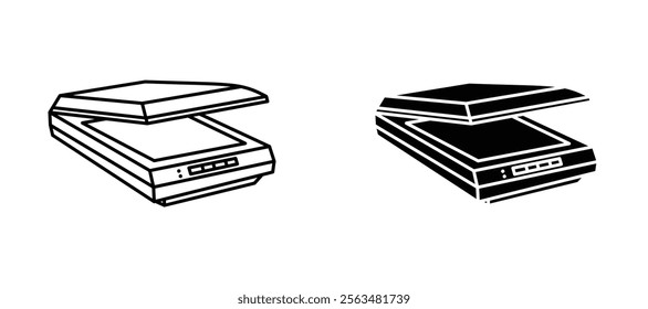 Scanner icons in outline and fill. vector illustration for ui.