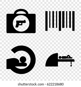 Scanner icons set. set of 4 scanner filled icons such as briefcase with weapon, MRI