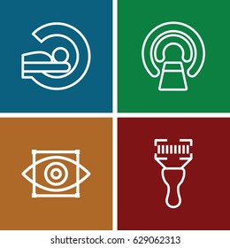 Scanner icons set. set of 4 scanner outline icons such as MRI, bar code scanner