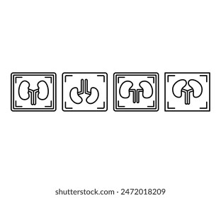scanner kidney icons symbol vector design simple black white flat illustration collections sets
