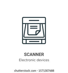 Scanner outline vector icon. Thin line black scanner icon, flat vector simple element illustration from editable electronic devices concept isolated on white background