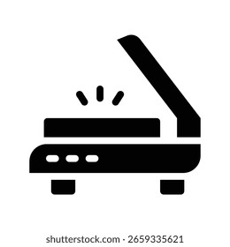 ícone de glifo da impressora do scanner gráfico vetorial de ilustração. Elemento simples ilustração vetor gráfico, adequado para aplicativo, sites e apresentações isolados no fundo branco