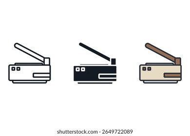 ícones de impressora do scanner isolados em fundo branco. Design de estilo plano, coleção de símbolos