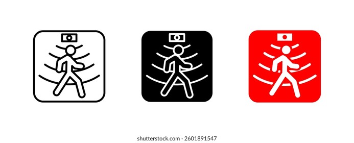 Scanner security icon. Person walking through a detection system vector illustration. Surveillance and monitoring symbol for access control, safety screening and automated identification.