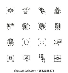 Scanners line icon set. Fingerprint, scanner, recognition. Recognition concept. Can be used for topics like safety, protection, gadgets