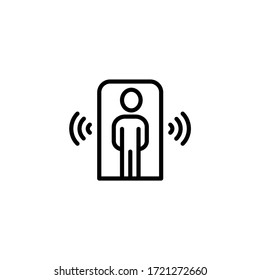 Scanning at the airport simple thin line icon vector illustration