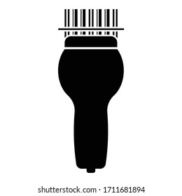 Scanning barcode with hand scanner icon black color vector illustration flat style image