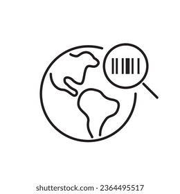 Scanning barcode. International transfers using coding. Pixel perfect, editable stroke