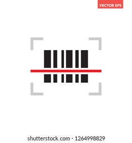 Scanning black qarcode  barcode with red laser light line by phone icon, simple business flat design interface element for app logo ui ux web button, eps 10 vector isolated on white background