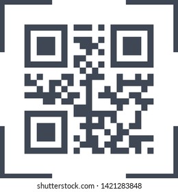 Scanning black qarcode on phone screen icon, simple flat design interface element for app ui ux, interface, web, button, eps 10 vector isolated on white background