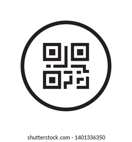 Scanning black round simple qarcode on phone screen icon, ecommence interface concept elements, app ui ux web button logo, modern graphic glyphs flat design vector isolated on white background