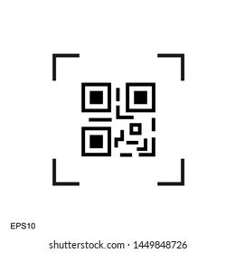 Scanning black round simple qarcode on phone screen icon, for interface concept elements, app ui ux web button logo.vector design