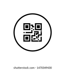 Scanning black round simple qarcode on phone screen icon, for interface concept elements, app ui ux web button logo.vector design