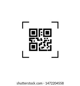 Scanning black round simple qarcode on phone screen icon, for interface concept elements, app ui ux web button logo.vector design