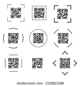 Scanning black round simple qarcode on phone screen icon, for interface concept elements, app ui ux web button logo.vector illustration qrcode  eps 10

