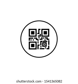 Scanning black round simple qarcode on phone screen icon, for interface concept elements, app ui ux web button logo.vector design